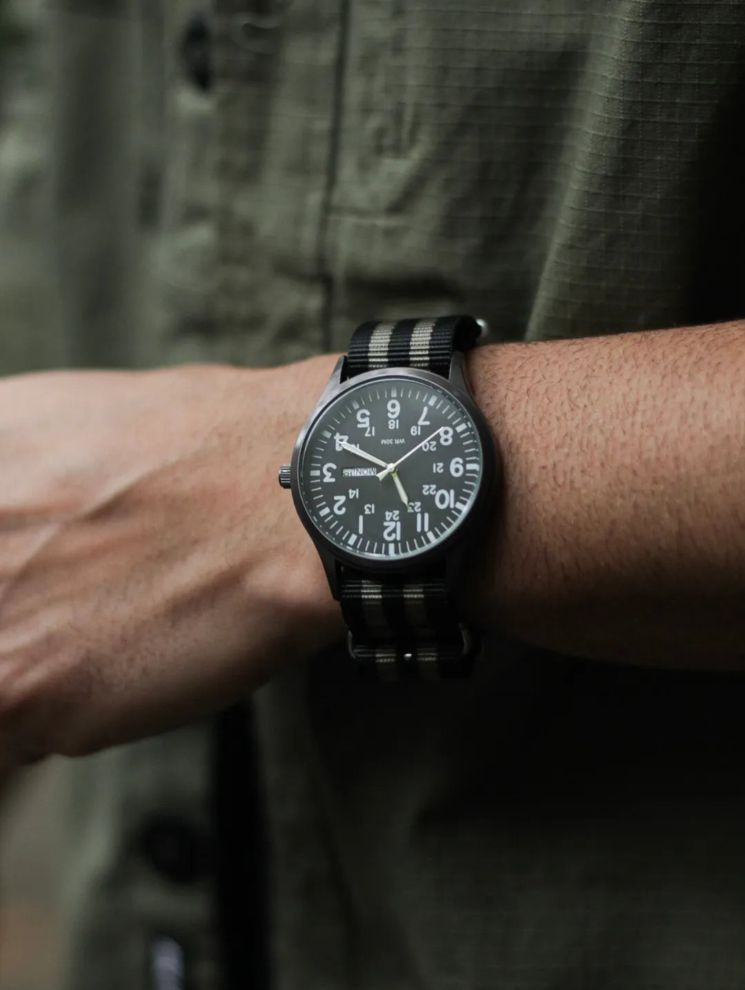 NATO STRAP MILITARY – BLACK & GREY